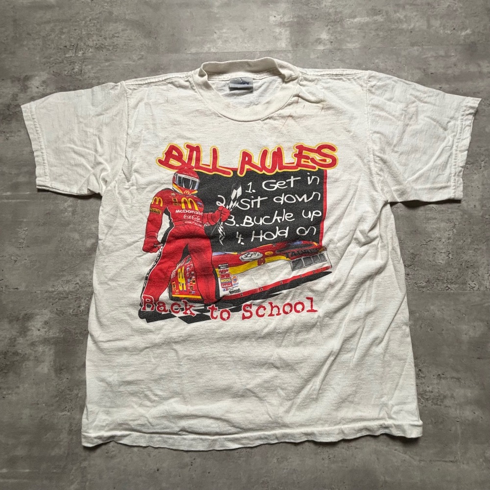 Tultex Bill Elliott NASCAR T-Shirt White McDonald's Racing Vintage 90s